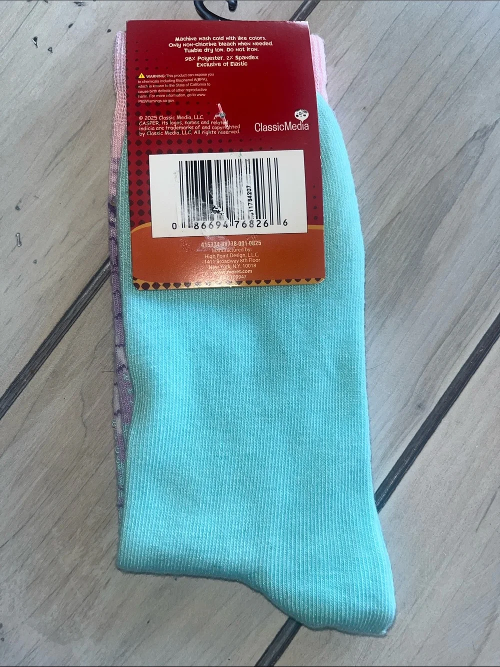 Gradient Casper the Friendly Ghost Crew Socks in Pink, Lavender & Mint